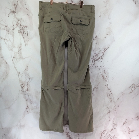 Prana Halle Pant Women 16 Long 36 Inseam Tan Khaki Straight Convertible Zip Off - Picture 1 of 13